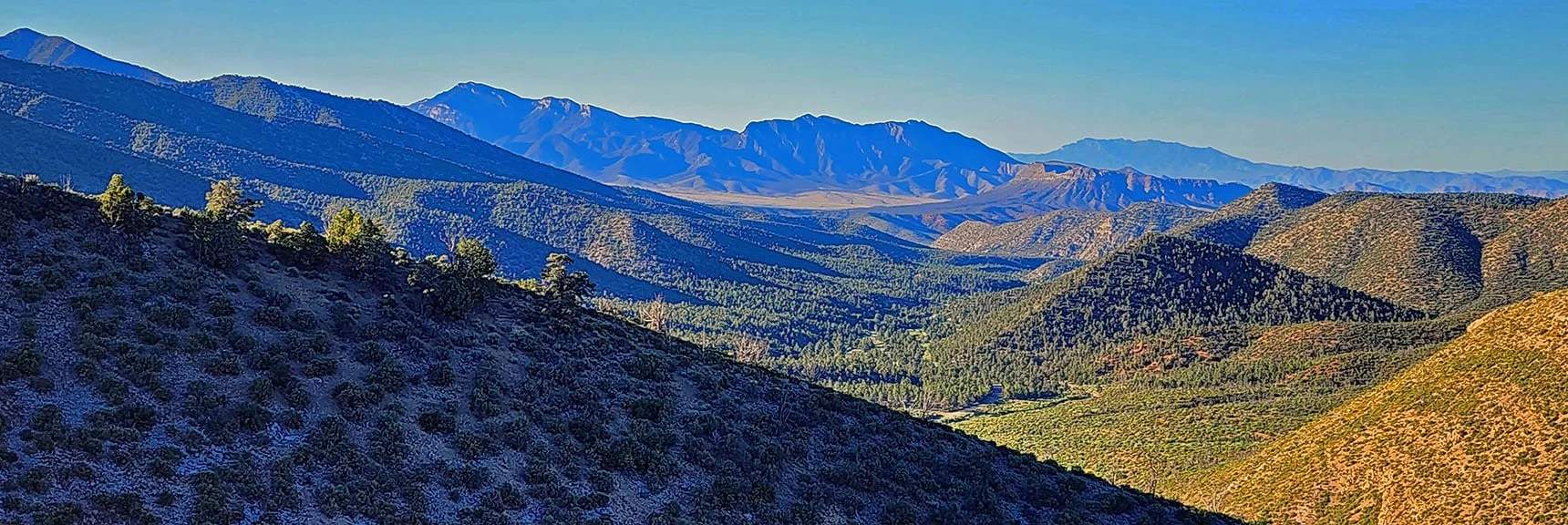 View Down Lovell Canyon from First High Point on Approach Ridge | Wilson Ridge Lower Loop | Lovell Canyon, Nevada