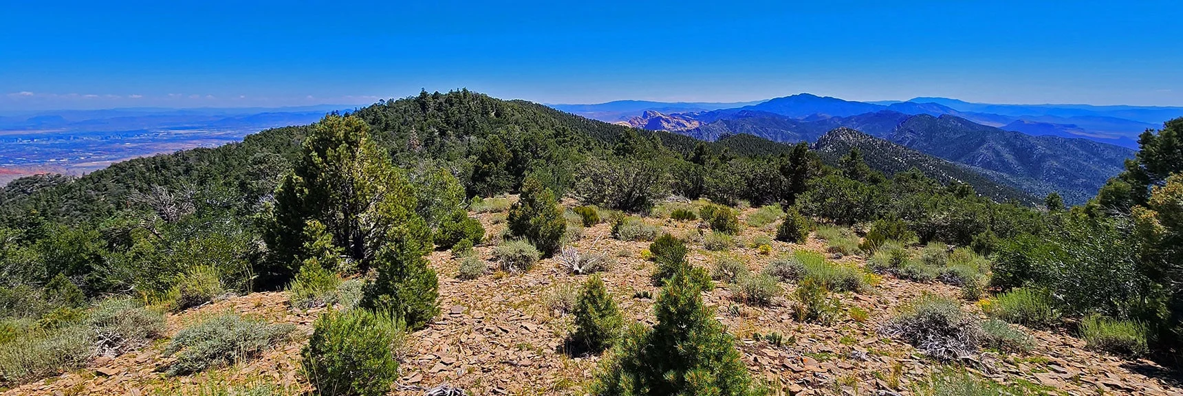 Approaching Today's Descent Point (right turn at hill) to Lovell Canyon Road | Wilson Ridge Lower Loop | Lovell Canyon, Nevada