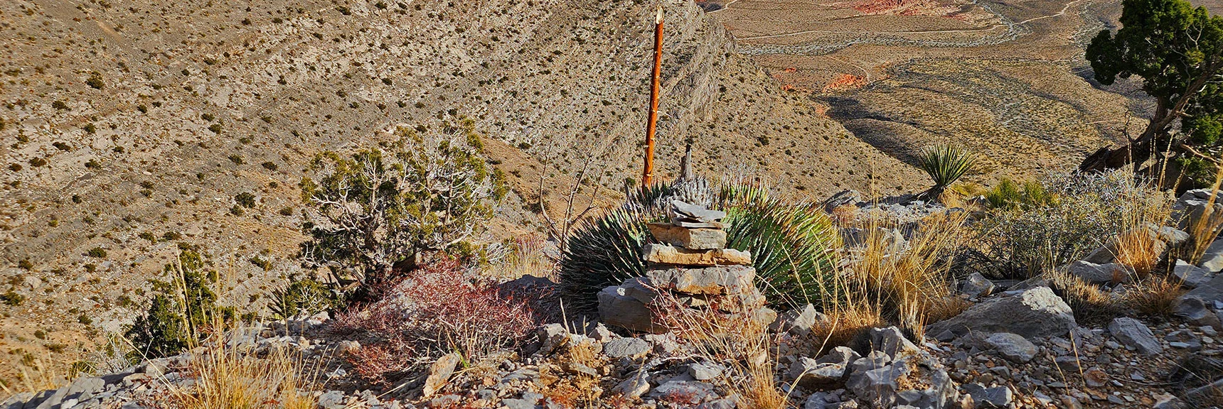 Cairn Helps Me Locate Descent Point, Avoid Dead-End Turn on Return Trip | Damsel Peak Southeastern Slope | Calico & Brownstone Basins, Nevada
