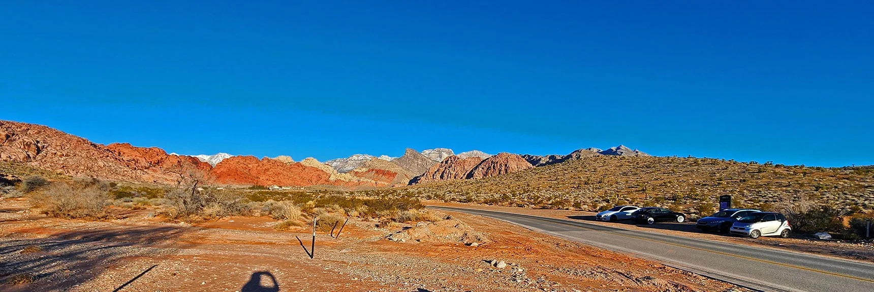 Start at Gene's Trailhead on Calico Basin Road. View Up Calico Basin To La Madre Cliffs. | Brownstone Trail | Calico Basin | Brownstone Basin | La Madre Mountains Wilderness, Nevada