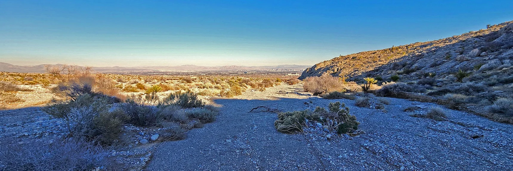 Continuing Down Brownstone Basin. Gray Cap Ridge on Right Guides Way. | Brownstone Trail | Calico Basin | Brownstone Basin | La Madre Mountains Wilderness, Nevada