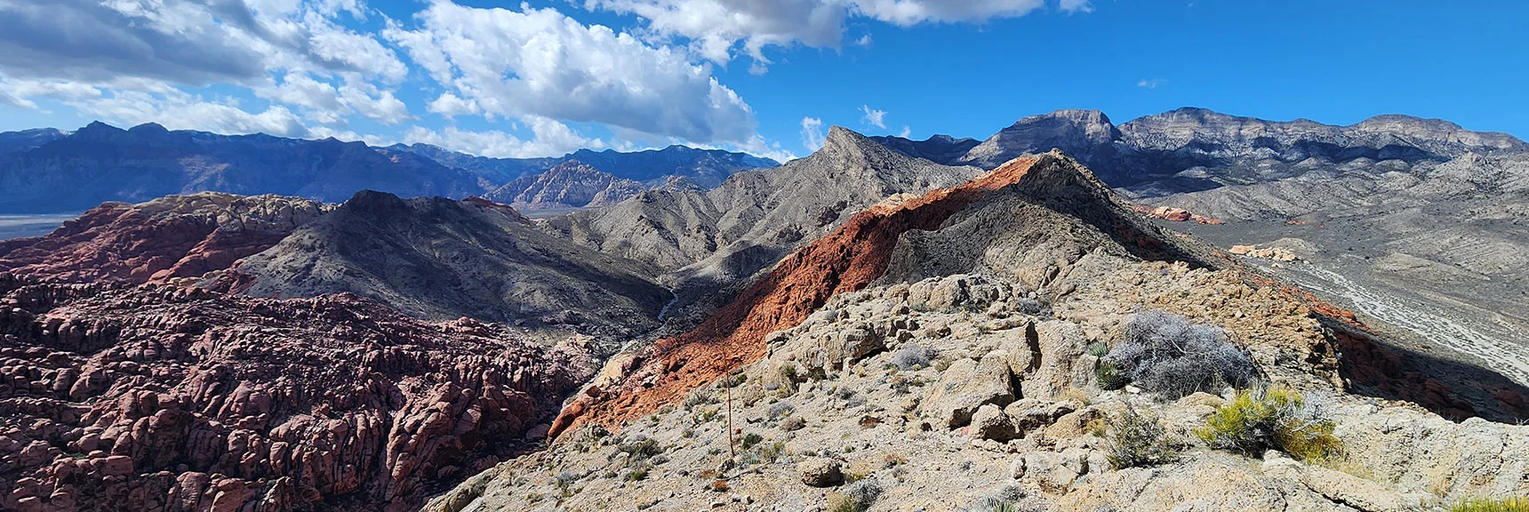 Viet Up Gray Cap Ridgeline Toward Gray Cap Peak. La Madre Mts. on Horizon. | Gray Cap Ridge Southeast Summit | La Madre Mountains Wilderness, Nevada