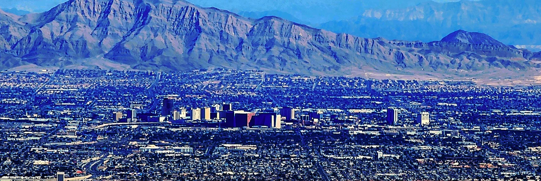 World Market Center Area. Frenchman Mt. and Lave Butte Background. | Gray Cap Ridge Southeast Summit | La Madre Mountains Wilderness, Nevada