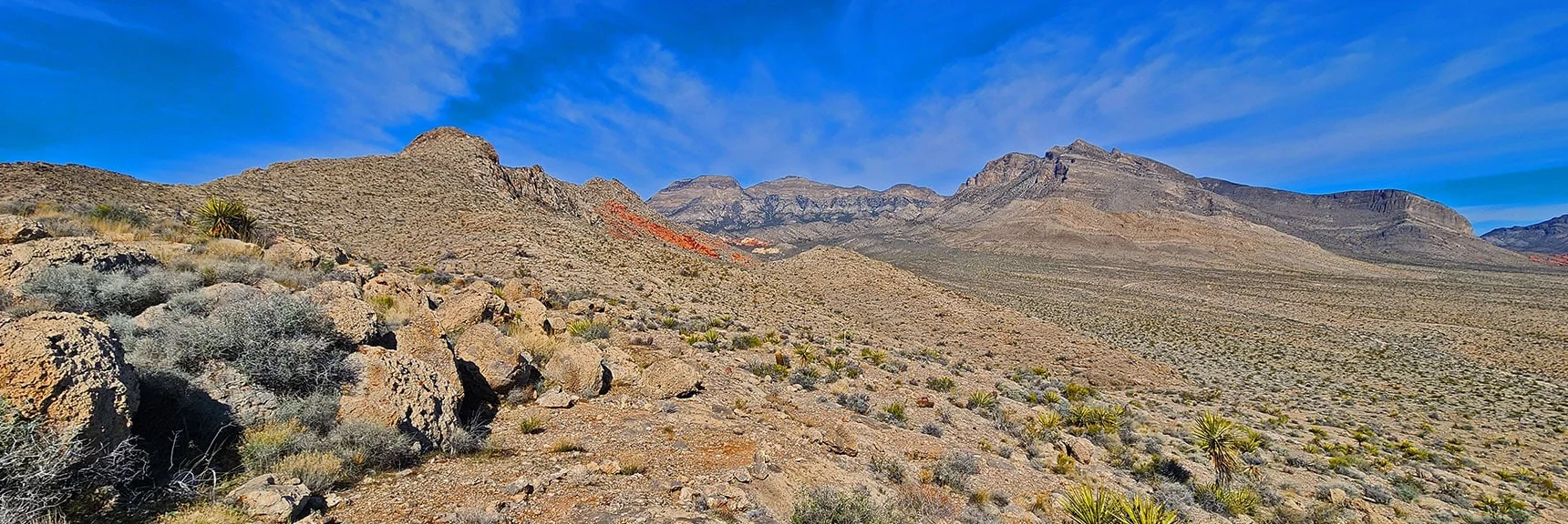 Southeastern Summit Appears Vertical from Distance. More Gradual When You’re There. | Gray Cap Ridge / Brownstone Basin Loop | La Madre Mountains Wilderness, Nevada