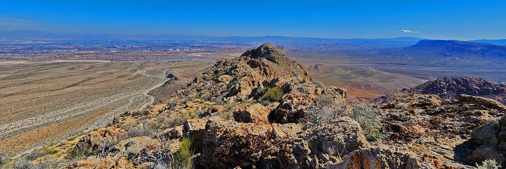 View Back to SE Summit. Navigation Was Easier Than it Looks. | Gray Cap Ridge / Brownstone Basin Loop | La Madre Mountains Wilderness, Nevada