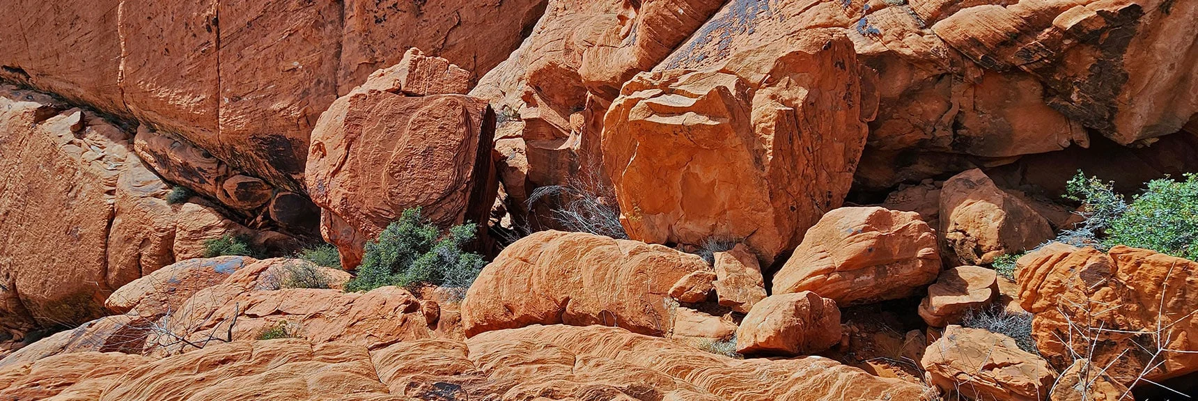 View Down Slot. You'll Never Need Be Exposed to Greater Than 20ft Drop. | Red Cap Peak Summit | Red Rock Canyon NCA, Nevada