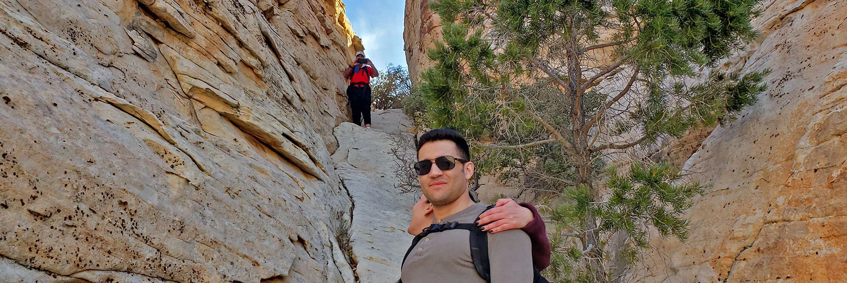 View Back Up that Final Slot. | Red Cap Peak Summit | Red Rock Canyon NCA, Nevada