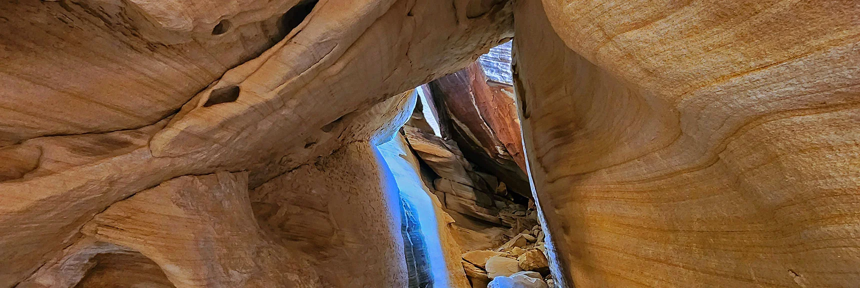 Through a Damp Rabbit Hole, Then Onward and Upward. | Red Cap Peak Summit | Red Rock Canyon NCA, Nevada