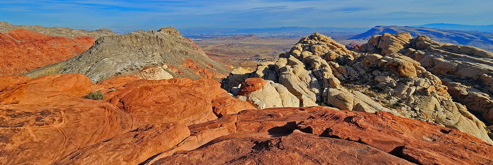 Back to Calico Basin View. Blue Diamond Hill in Background to Right. | Red Cap Peak Summit | Red Rock Canyon NCA, Nevada