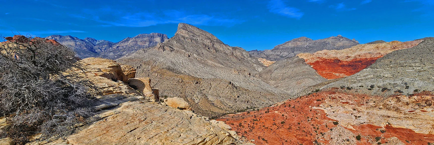 Ahead Left to Right: La Madre Ridgeline, Turtlehead Peak, Damsel Peak. | Red Cap Peak Summit | Red Rock Canyon NCA, Nevada