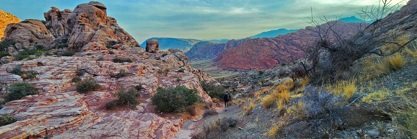 View Over Pink Goblin Pass Summit Down into Calico Basin | Red Cap Peak Summit | Red Rock Canyon NCA, Nevada