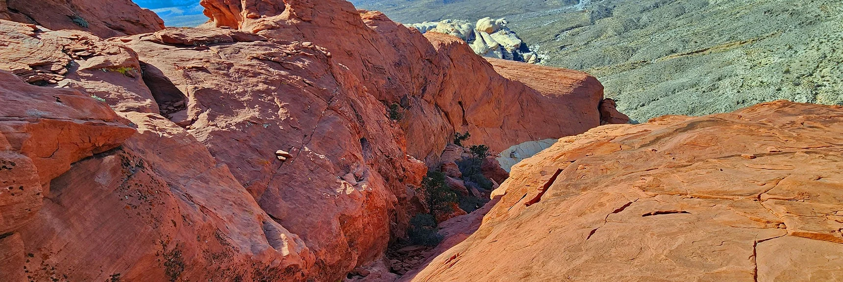 Descend 200ft, Circle to Left, Ascend Next Slot to Summit Area | Red Cap Peak Summit | Red Rock Canyon NCA, Nevada