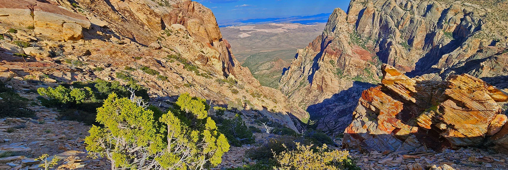 View Down Through Oak Creek Canyon and Out the Lower Opening | Rainbow Mt via Pine Creek & Oak Creek Canyons, Nevada