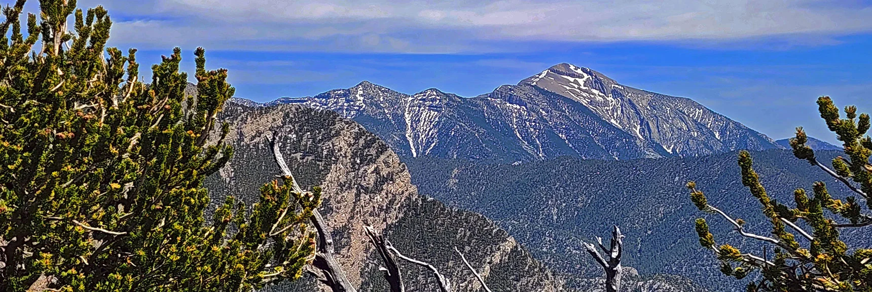 Lee Peak (left) to Charleston Peak (right) | Bonanza Peak from Cold Creek | Mt. Charleston Wilderness | Spring Mountains, Nevada