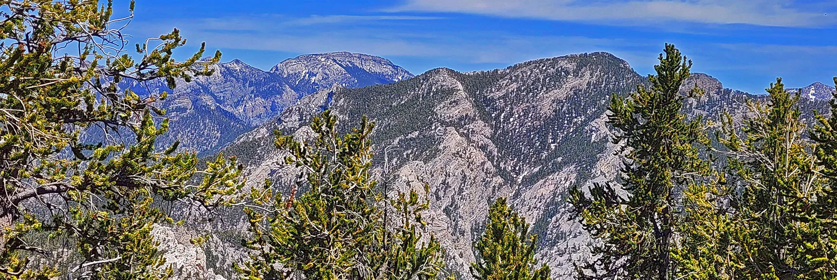 View to Mummy Mt. (left) Lee Peak (far right). | Bonanza Peak from Cold Creek | Mt. Charleston Wilderness | Spring Mountains, Nevada