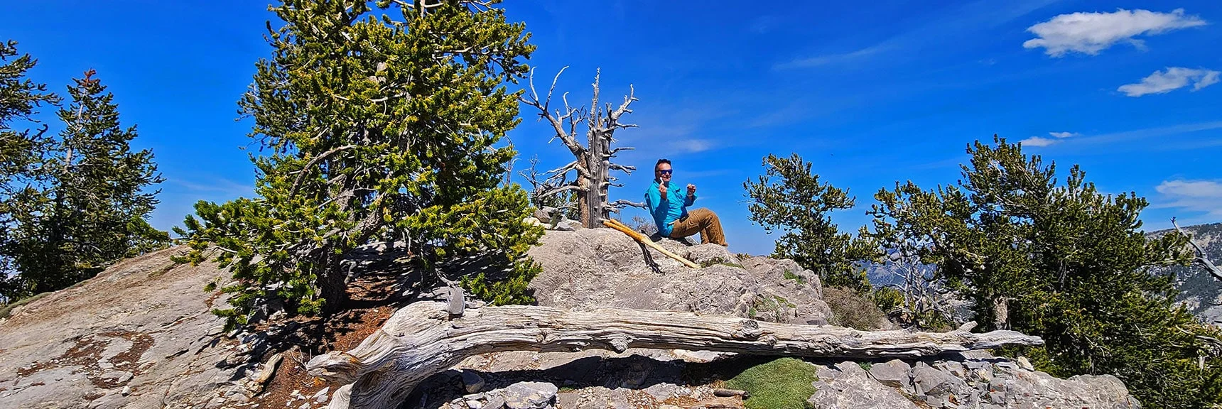 Jean-Luc on Bonanza Peak Summit | Bonanza Peak from Cold Creek | Mt. Charleston Wilderness | Spring Mountains, Nevada