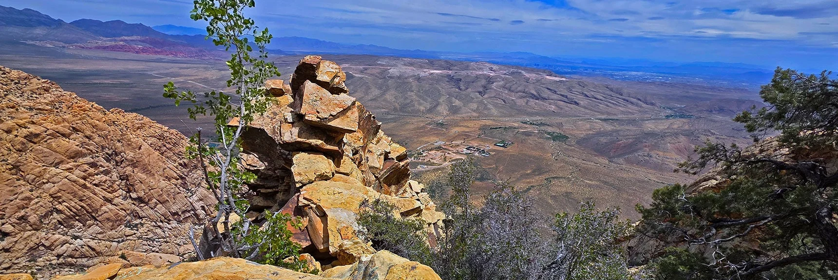 Bonnie Springs Below, Blue Diamond Hill Background. | Monument Peak Summit | Rainbow Mountain Wilderness, Nevada