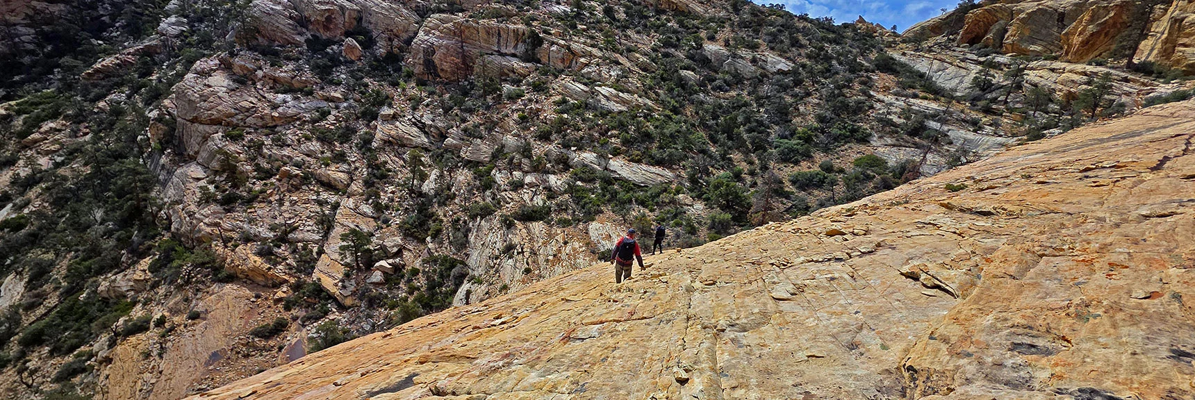 Descend First Sandstone Slope. Beehive Rock Formation Aids Stability | Monument Peak Summit | Rainbow Mountain Wilderness, Nevada