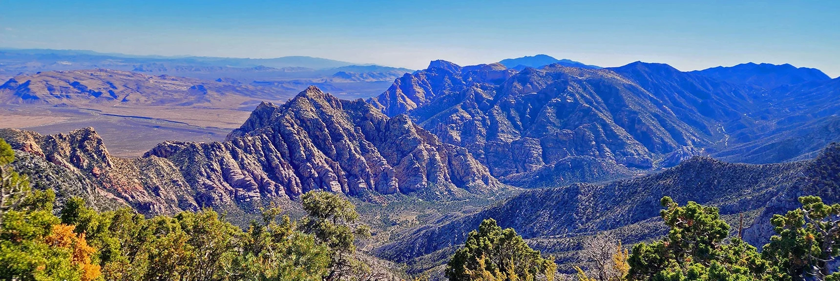 White Rock Mt. Meets Rainbow Mts. View All the Way South to Potosi Mt.| La Madre Ridgeline Grand Crossing | La Madre Mountains Wilderness and Red Rock Canyon NCA, Nevada