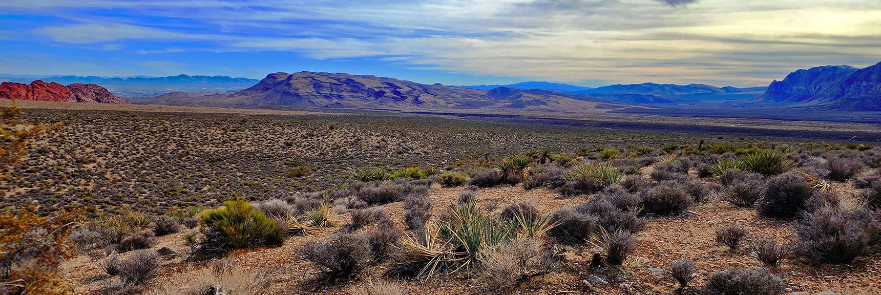 Blue Diamond Hill from Grand Circle Loop Intersection Point. | La Madre Ridgeline Grand Crossing | La Madre Mountains Wilderness and Red Rock Canyon NCA, Nevada
