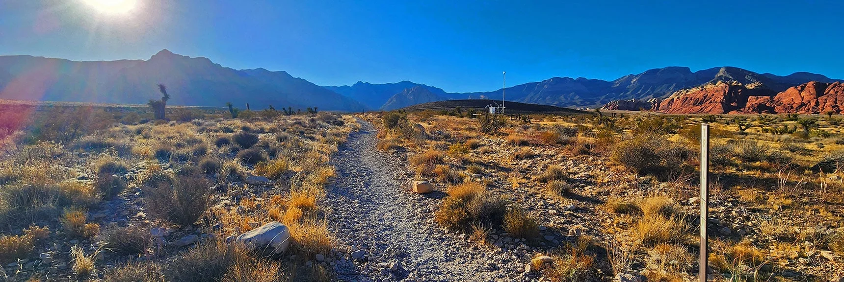 View Back Up Grand Circle Loop Trail Toward La Madre Ridgeline. | La Madre Ridgeline Grand Crossing | La Madre Mountains Wilderness and Red Rock Canyon NCA, Nevada