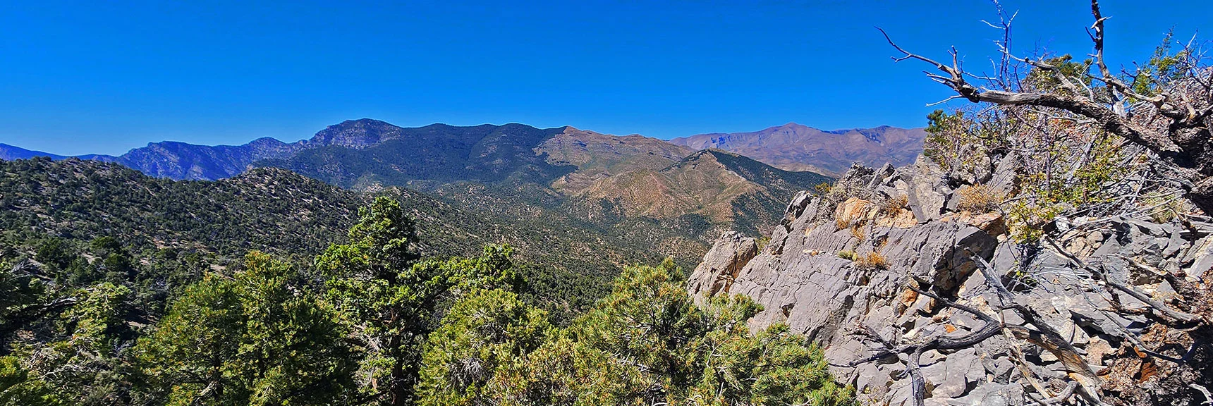 Higher View Down La Madre Ridgeline to Connection with Wilson Ridgeline. | La Madre Ridgeline Grand Crossing | La Madre Mountains Wilderness and Red Rock Canyon NCA, Nevada