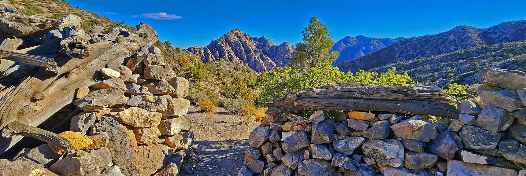 View the Miner Saw Out His Front Door. | La Madre Ridgeline Grand Crossing | La Madre Mountains Wilderness and Red Rock Canyon NCA, Nevada