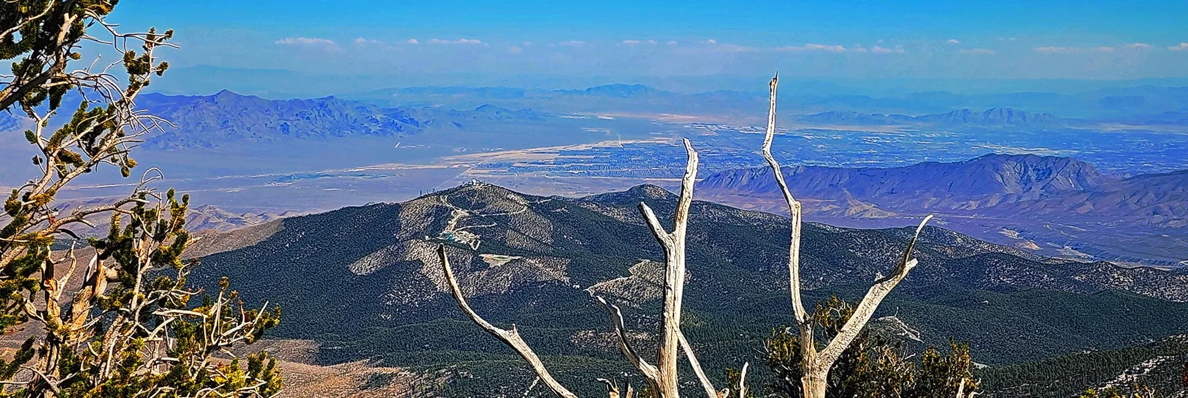 Larger View of North Vegas Valley & Terrain Beyond. Triangular Clark County Gun Range. | Mummy's Chin Summit Ridge Loop | Mt. Charleston Wilderness, Nevada