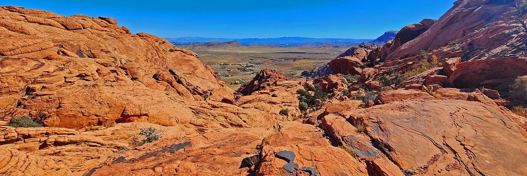 View Back Toward Calico Basin. 3rd Gully to Left Would be Ash Canyon | Calico Tanks from Guardian Angel Pass | Red Rock Canyon NCA, Nevada