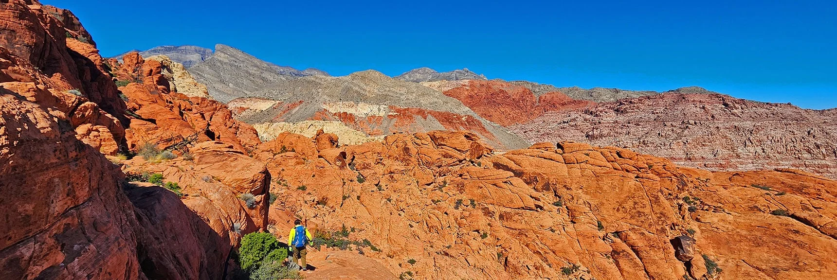 Continuing Along Cliff Base. Turtlehead Peak, La Madre Ridgeline Visible | Calico Tanks from Guardian Angel Pass | Red Rock Canyon NCA, Nevada