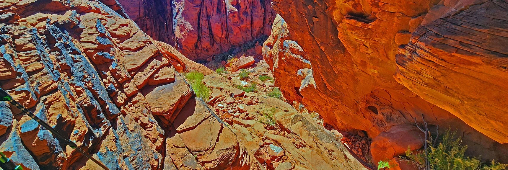 Higher View Back Down to Guardian Angel Pass Summit Stone | Calico Tanks from Guardian Angel Pass | Red Rock Canyon NCA, Nevada