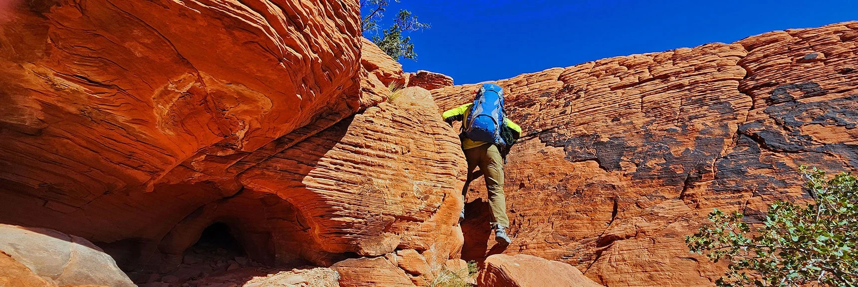 Class 3 Rock Scramble Just Below Upper Ledge | Calico Tanks from Guardian Angel Pass | Red Rock Canyon NCA, Nevada