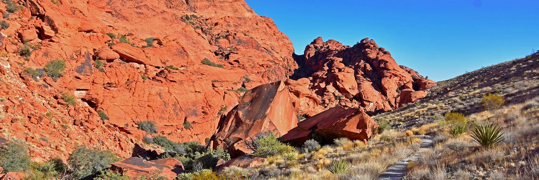 Skirting West Side of Calico Hills Toward Their Lower South End | Calico Tanks from Guardian Angel Pass | Red Rock Canyon NCA, Nevada