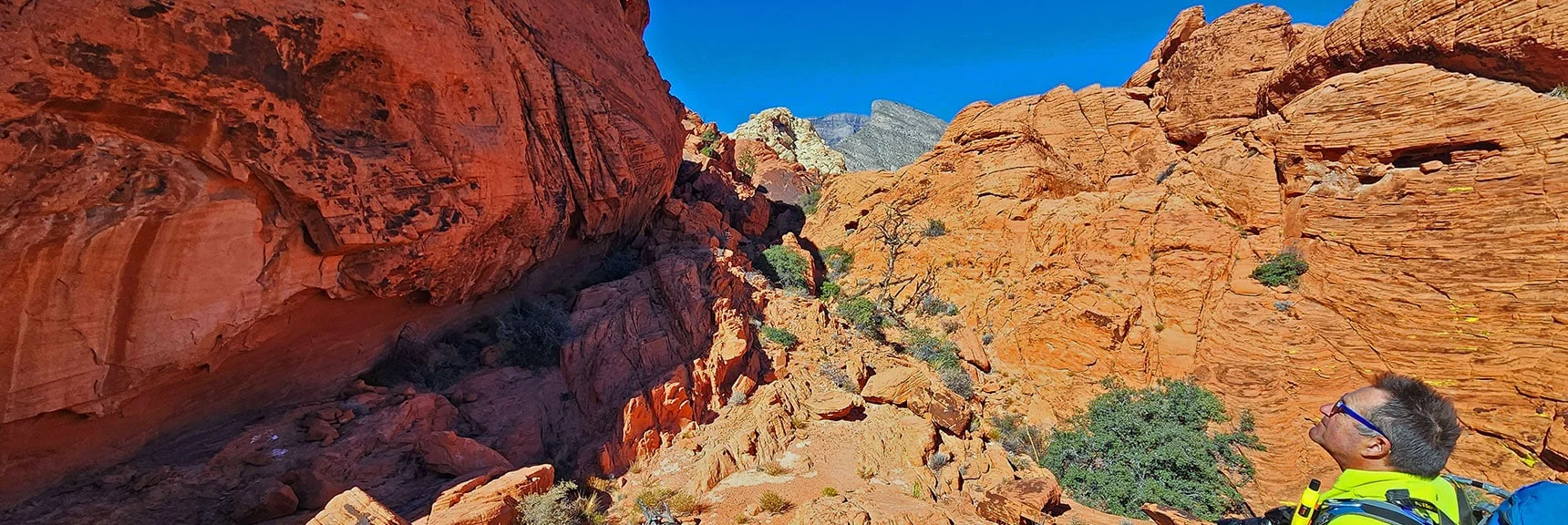 White Rock Hill Far Ahead Marks Location of Calico Tanks | Calico Tanks from Guardian Angel Pass | Red Rock Canyon NCA, Nevada