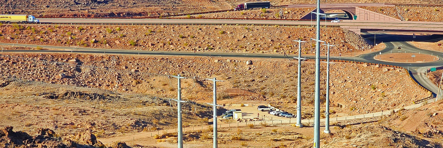 Final Descent to Goldstrike Canyon Trailhead Parking: Start Point. | Black Canyon Overlook Loop | Lake Mead NRA, Nevada