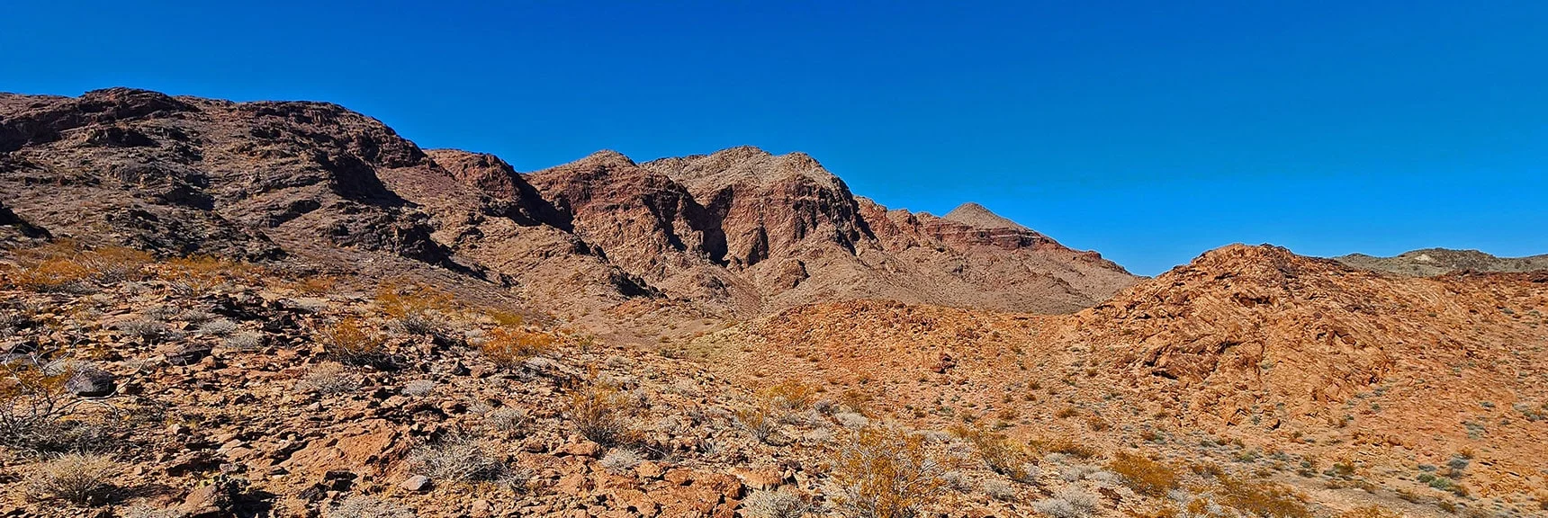 Begin Traversing Base of Overlook Cliffs Back Toward Peak 2420 | Black Canyon Overlook Loop | Lake Mead NRA, Nevada