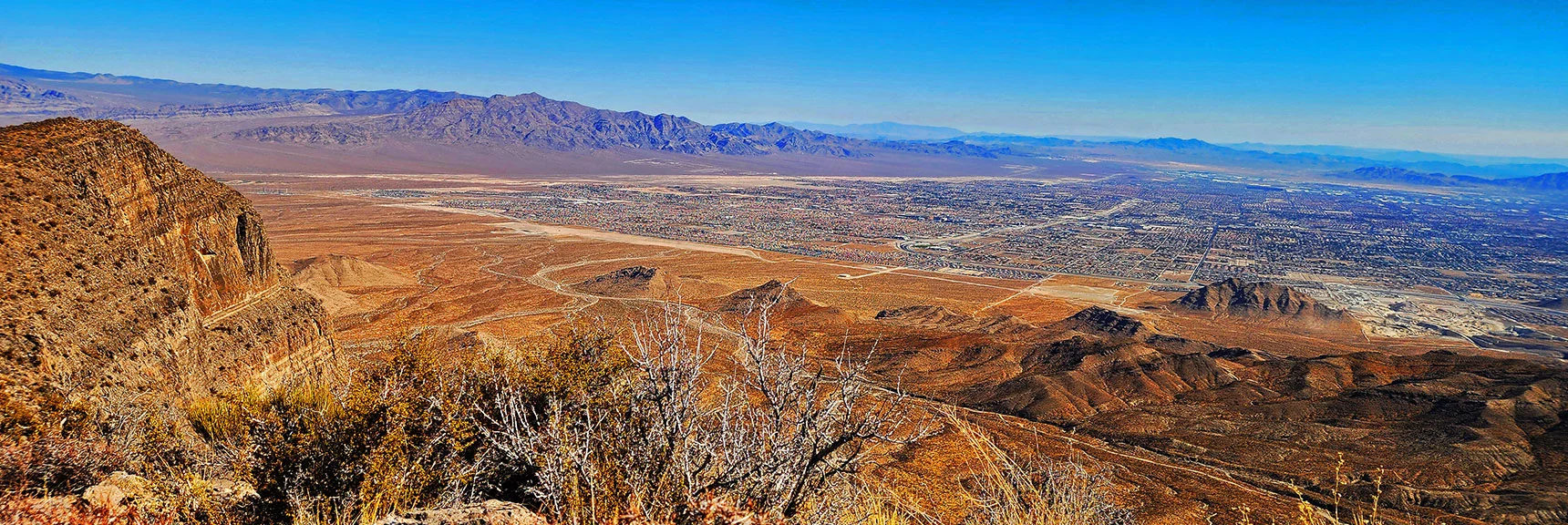 Wider View of North Vegas Valley. What a Spectacular Vantage Point! | Harris Springs Canyon Ridgeline | La Madre Mountains Wilderness, Nevada