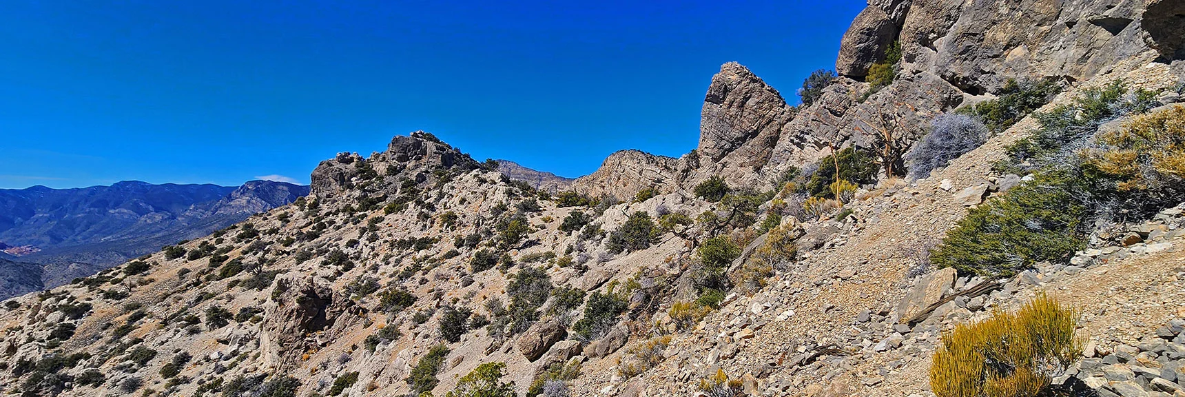 Next Stretch is Tricky! Cross Steep Loose Rock Slope with Cliff Dropoff Below. | Damsel Peak End-To-End | Brownstone Basin, Nevada