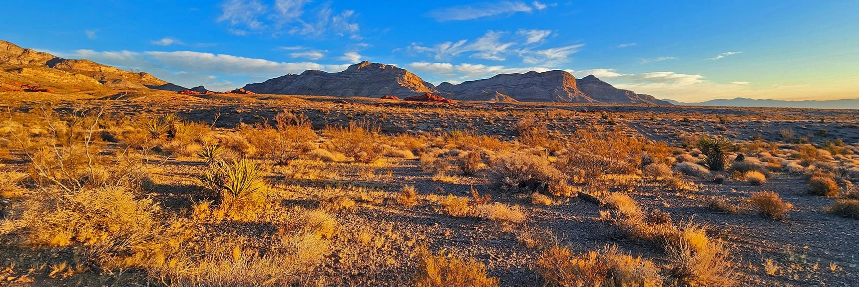 Summerlin Ridge (right) The Whale & Gottlieb (left) Little Red Rock (foreground) | Damsel Peak Southeastern Pinnacle Loop | La Madre Mountains Wilderness, Nevada