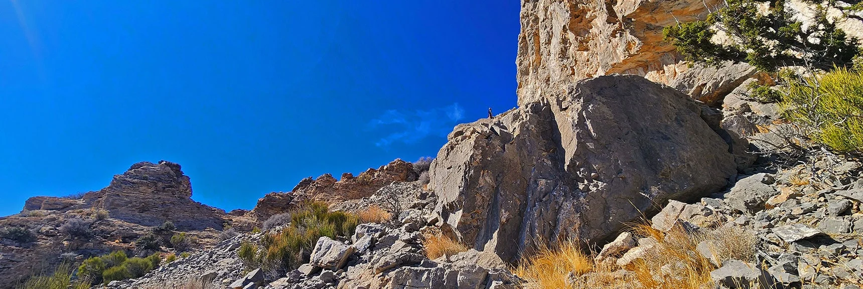 Awesome Observation Platform at Upper Edge of SE Pinnacle. Circle Lower Edge to Continue Up. | Damsel Peak Southeastern Pinnacle Loop | La Madre Mountains Wilderness, Nevada
