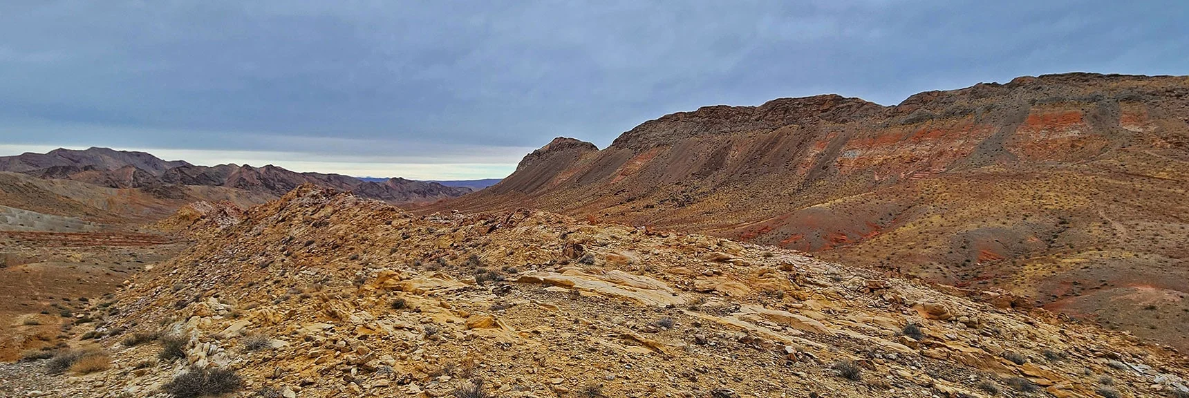 Looking Ahead to Our Ascent Point Near the Far End of Frenchman Mt. (right) | Frenchman Mt East Approach Loop | Near Lake Mead National Recreation Area, Nevada
