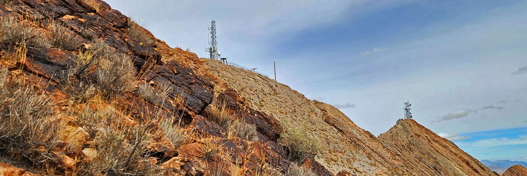Closing In on Frenchman Mountain's Ridgeline and Towers | Frenchman Mt East Approach Loop | Near Lake Mead National Recreation Area, Nevada