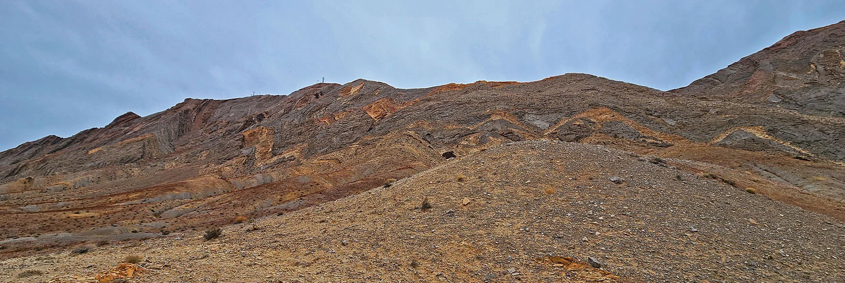 Emerge to See the East Side of Frenchman Mt. and Red Band Ascent Slope Ahead. | Frenchman Mt East Approach Loop | Near Lake Mead National Recreation Area, Nevada