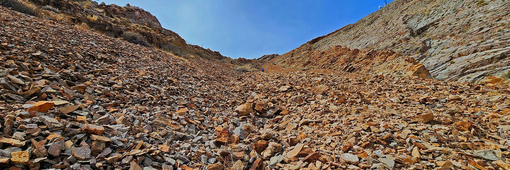 Continuing Up Ascent Gully. It's More Gradual Than it Looked from a Distance. | Frenchman Mt East Approach Loop | Near Lake Mead National Recreation Area, Nevada