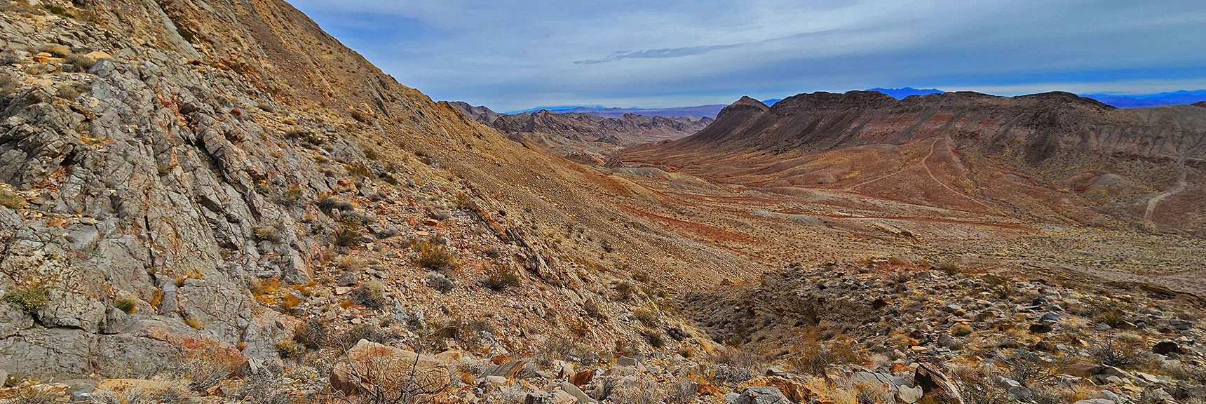 View Down the Lower Ascent Slope Along the Route Just Covered. | Frenchman Mt East Approach Loop | Near Lake Mead National Recreation Area, Nevada