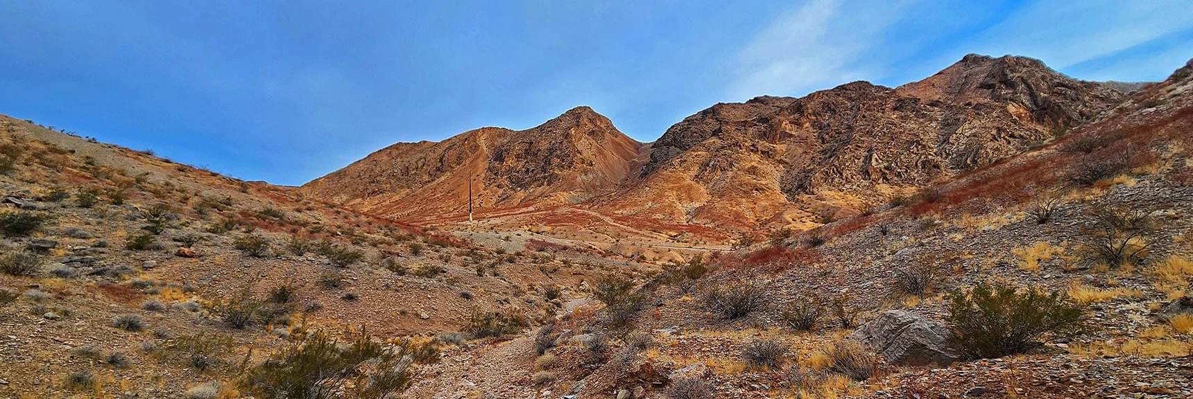 Frenchman Mt. Appears at the Gully Summit. Continue Down the Gully. | Frenchman Mt East Approach Loop | Near Lake Mead National Recreation Area, Nevada
