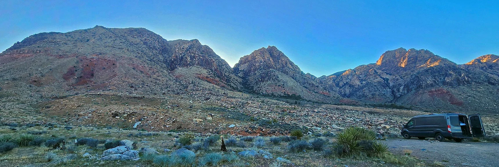 South & Hollow Rock Peaks from East Road Parking Circle at Base | Hollow Rock & South Peaks Loop | Rainbow Mts. Wilderness, Nevada