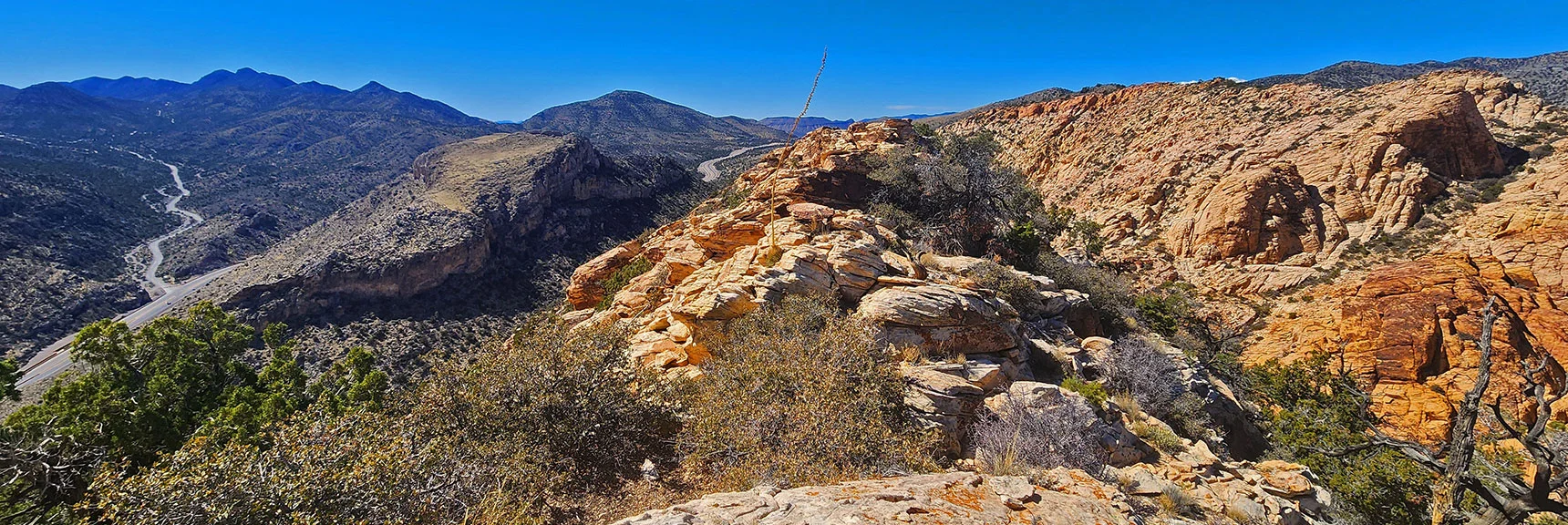 View Back to 2nd Ridgeline High Point (circle South side). | Hollow Rock & South Peaks Loop | Rainbow Mts. Wilderness, Nevada