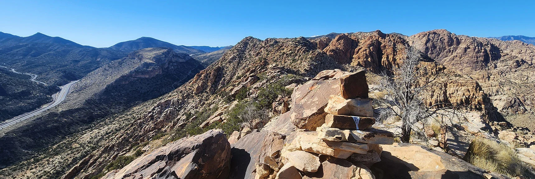 South Peak Summit Marker. Looking West Along Ridgeline. | Hollow Rock & South Peaks Loop | Rainbow Mts. Wilderness, Nevada