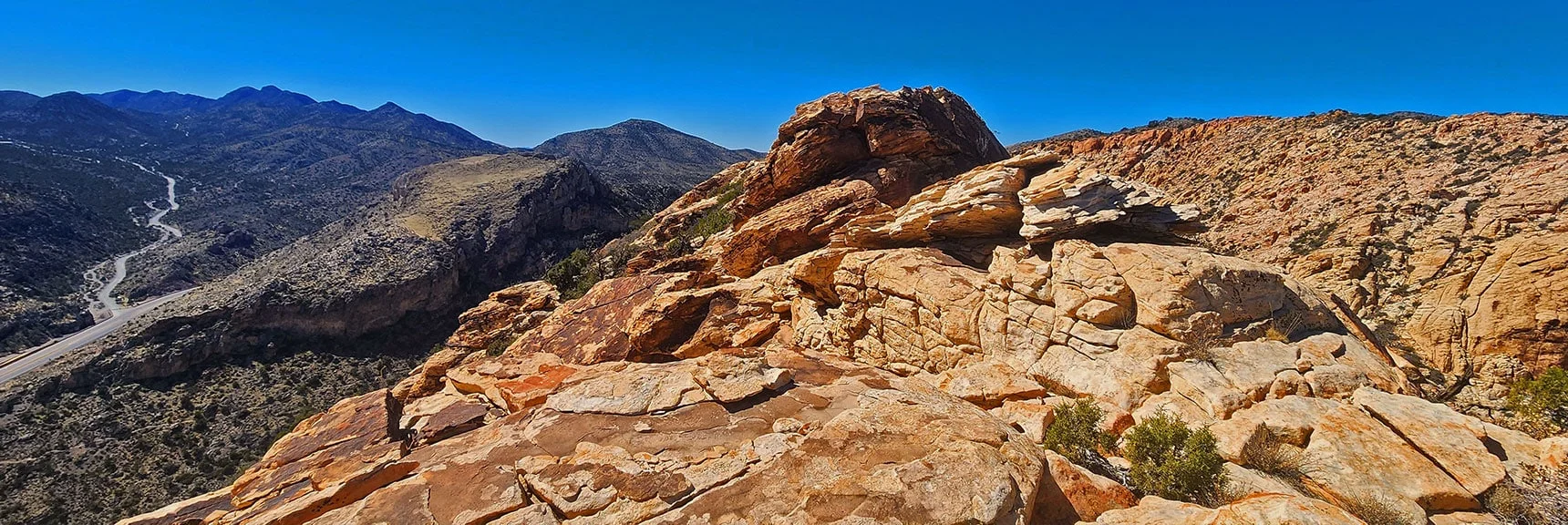 Looking Back on First Ridgeline High Point (circled South side). | Hollow Rock & South Peaks Loop | Rainbow Mts. Wilderness, Nevada